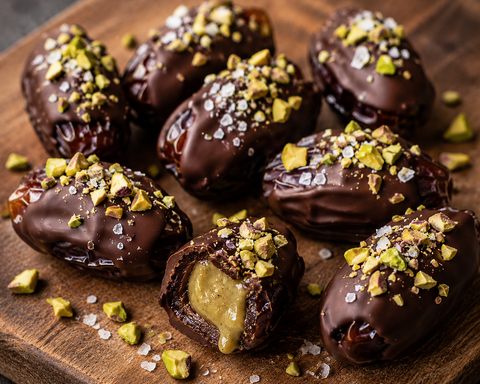 Chocolate-Dipped Dates with Pistachio Butter