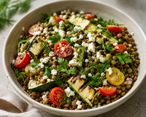 Lentil Salad with Grilled Zucchini and Feta