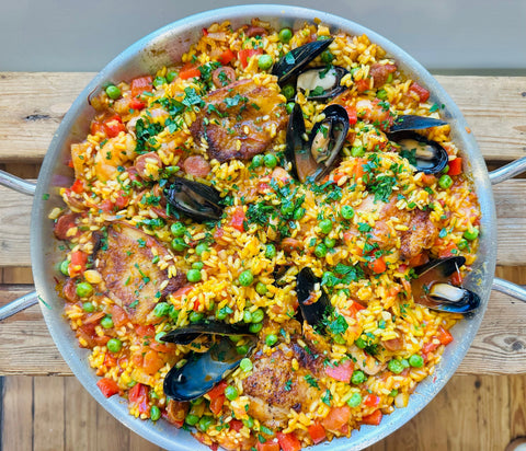 Paella with Chicken, Chorizo & Seafood
